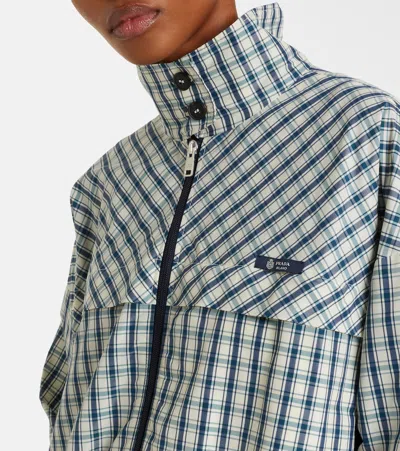 Prada Checked Cotton-blend Chambray Jacket In White
