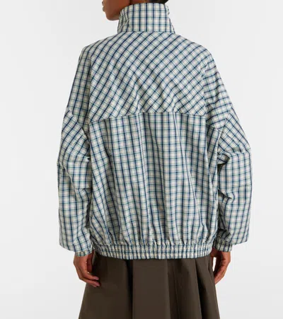 Prada Checked Cotton-blend Chambray Jacket In White