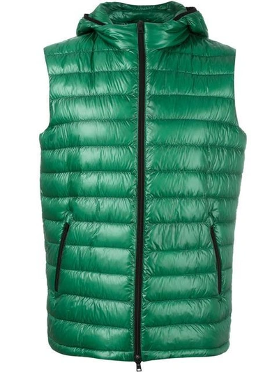 Shop Herno Zipped Hooded Gilet In Green