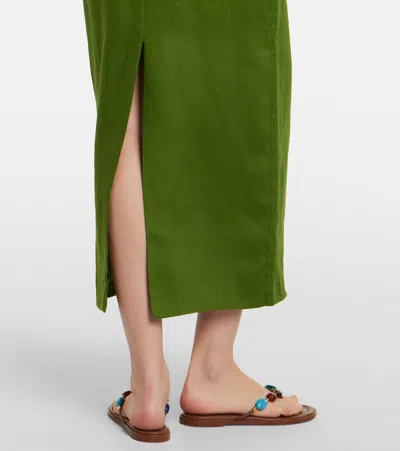 Farm Rio Monstera Leaf Linen Sleeveless Dress In Green