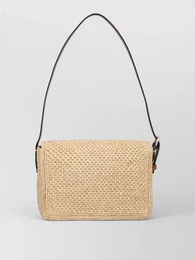 Manebi Shoulder Bag Woven Texture Adjustable Strap In Neutral