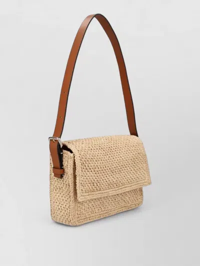 Manebi Shoulder Bag Woven Texture Adjustable Strap In Neutral