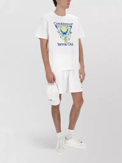 Casablanca Men White Crewneck T-shirt With Logo Print On The Front In Cotton Man