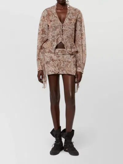 Isabel Marant Women's Celeny Printed Cotton Cinched Blouse In Brown