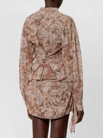 Isabel Marant Women's Celeny Printed Cotton Cinched Blouse In Brown