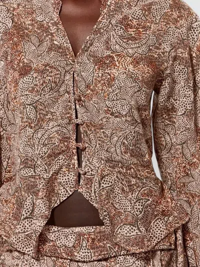 Isabel Marant Women's Celeny Printed Cotton Cinched Blouse In Brown