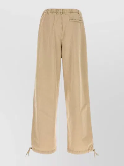 Ferragamo Cotton Blend Trousers Back And Side Pockets In Nude