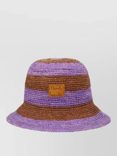 Paul Smith Woven Texture Hat Striped Pattern Design In Multi