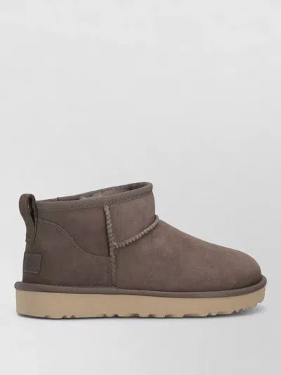 Ugg Ankle Boots Pull Tab Round Toe Suede In Brown