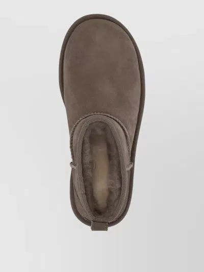 Ugg Ankle Boots Pull Tab Round Toe Suede In Brown