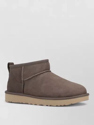 Ugg Ankle Boots Pull Tab Round Toe Suede In Brown
