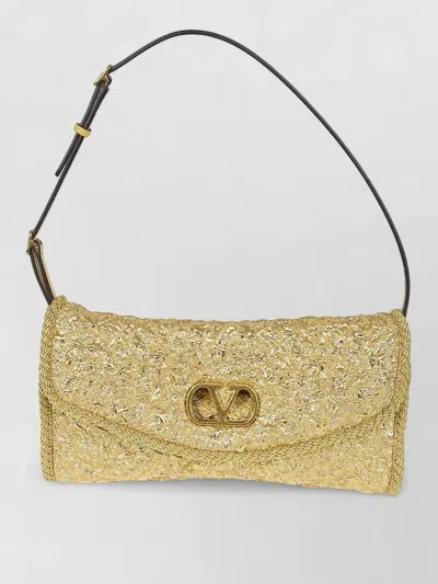 Valentino Garavani Mini Structured Handbag With Signature Detailing In Gold