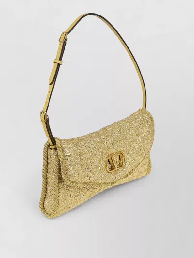 Valentino Garavani Mini Structured Handbag With Signature Detailing In Gold