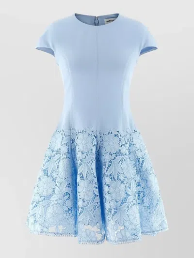 Self-portrait Womens Self Portrait Cap-sleeve Crepe And Lace Mini Dress In Blue