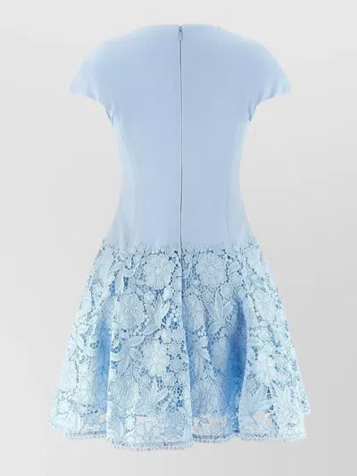 Self-portrait Womens Self Portrait Cap-sleeve Crepe And Lace Mini Dress In Blue