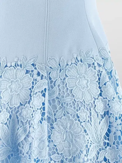 Self-portrait Womens Self Portrait Cap-sleeve Crepe And Lace Mini Dress In Blue
