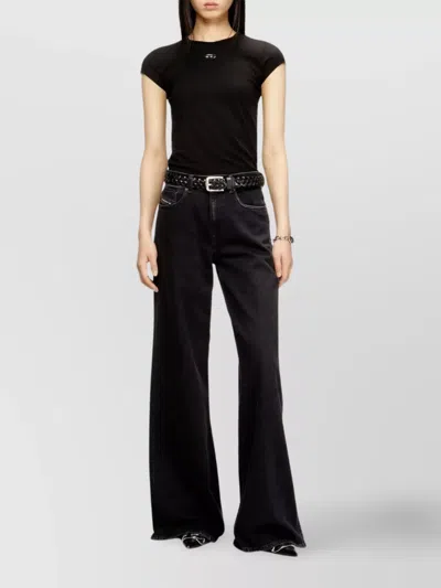 Diesel Women Black Stretch Jersey Logo T-angie-od T-shirt In Black