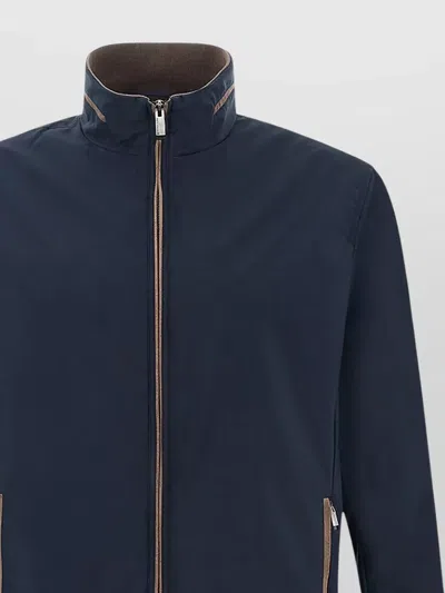 Paul & Shark Deep Navy Giubbotto Typhoon High Collar Jacket In Blue