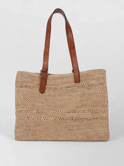 Ibeliv Leather Handle Rectangular Shopper Woven Texture