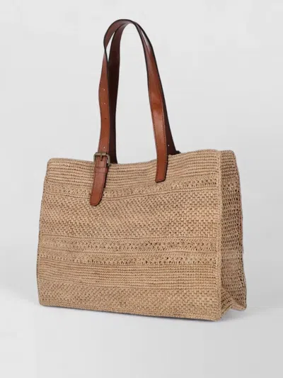 Ibeliv Leather Handle Rectangular Shopper Woven Texture