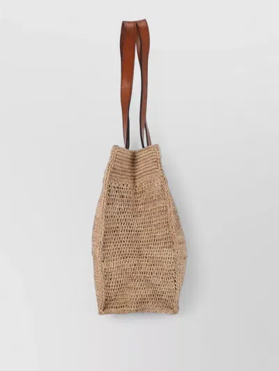 Ibeliv Leather Handle Rectangular Shopper Woven Texture