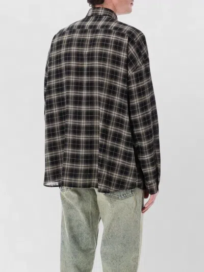 Sunflower Stable Checked Viscose Lino Loose Shirt In Black