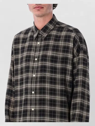 Sunflower Stable Checked Viscose Lino Loose Shirt In Black