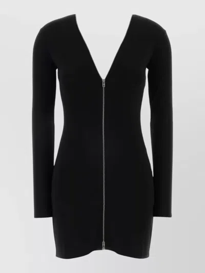 Alexander Wang Black Continuous Zipper V-neck Mini Dress