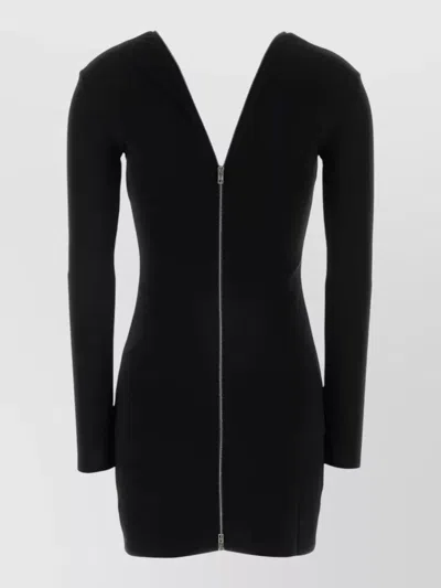 Alexander Wang Black Continuous Zipper V-neck Mini Dress
