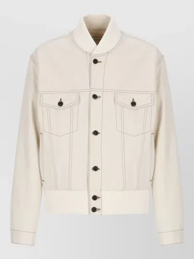 Lanvin Button-up Bomber Jacket In Neutral