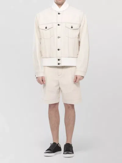 Lanvin Button-up Bomber Jacket In Neutral