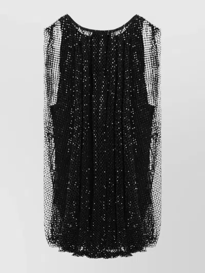 Sportmax Embellished Mesh And Jersey Top In Black