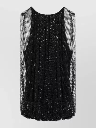 Sportmax Embellished Mesh And Jersey Top In Black