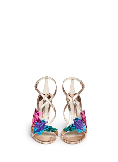 Shop Sophia Webster 'hula' Flower Embellished Mirror Leather Sandals