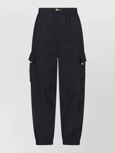 Fendi Straight Trousers Elastic Waistband Cargo Pockets In Black