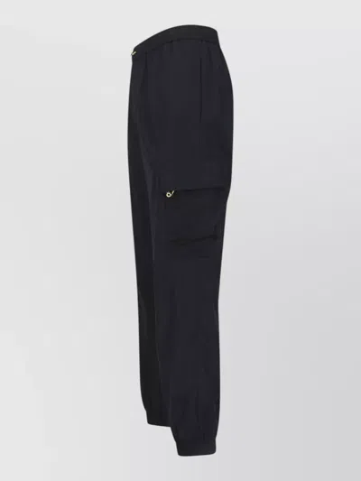 Fendi Straight Trousers Elastic Waistband Cargo Pockets In Black
