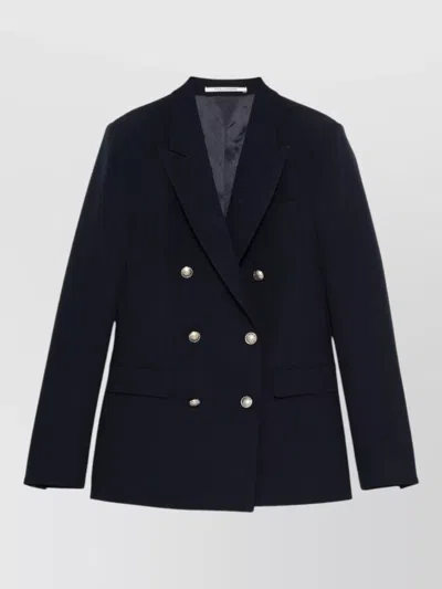 Tagliatore Double Breasted Jacket Front Pockets Notch Lapels In Blue