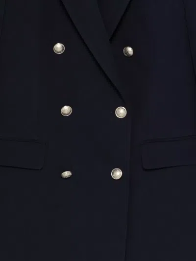 Tagliatore Double Breasted Jacket Front Pockets Notch Lapels In Blue