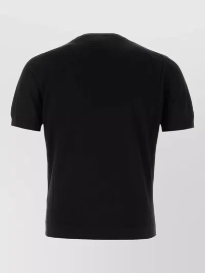 Prada Black Short Sleeve Sweaters In Black