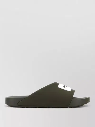 Givenchy Black Sandals With Wide Band And Contrasting Logo Patch In Rubber Man