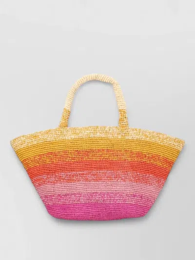 Manebi Mini Natural Raffia Shoulder Bag In Multi
