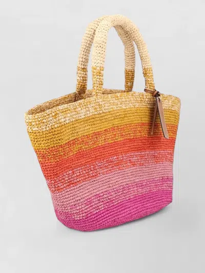 Manebi Mini Natural Raffia Shoulder Bag In Multi