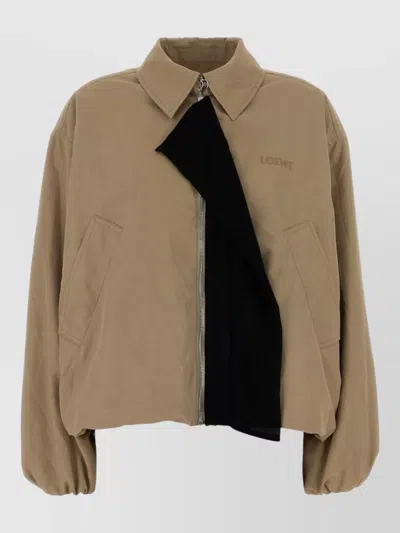 Loewe Polyester Jacket Long Sleeves Collared Front Pockets In Brown