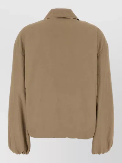 Loewe Polyester Jacket Long Sleeves Collared Front Pockets In Brown