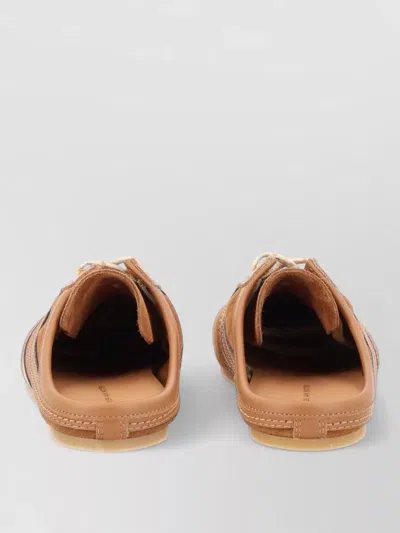 Dries Van Noten Suede Mules Rubber Sole Stitch Detailing In Brown