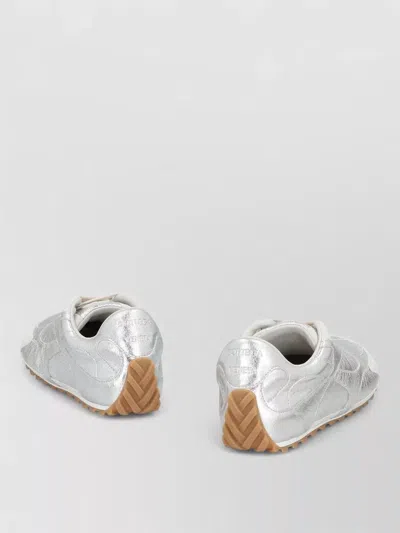 Bottega Veneta Silver Leather Orbit Flash Sneakers In White