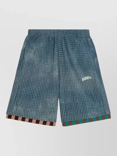 Barrow Chambray Unisex Shorts Checkered Pattern Pockets In Blue