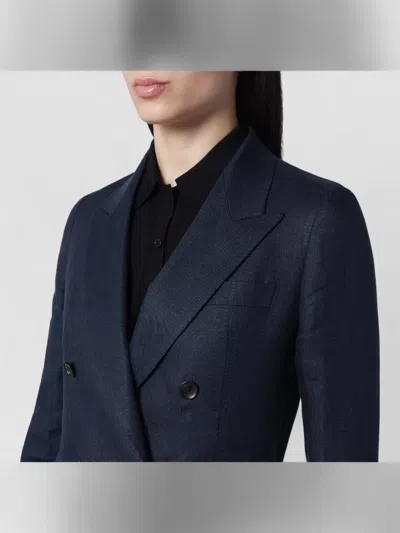Tagliatore Tailored Jacket Buttoned Cuffs Front Pockets In Blue