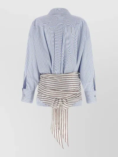 Attico Striped Cotton Shirt Dress In Blue