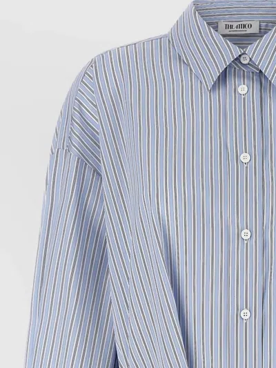 Attico Striped Cotton Shirt Dress In Blue